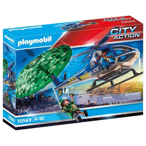 Playmobil ciudad helicoptero de policia persecucion en paracaidas M 2