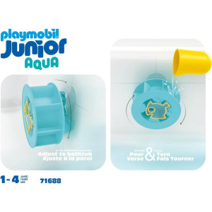 Playmobil júnior aqua: roda de água com bebê de tubarão H
