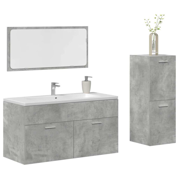 Set muebles de baño 2 piezas madera contrachapada gris hormigón D