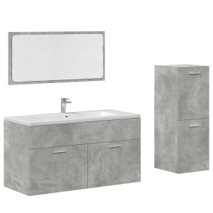Set muebles de baño 2 piezas madera contrachapada gris hormigón H