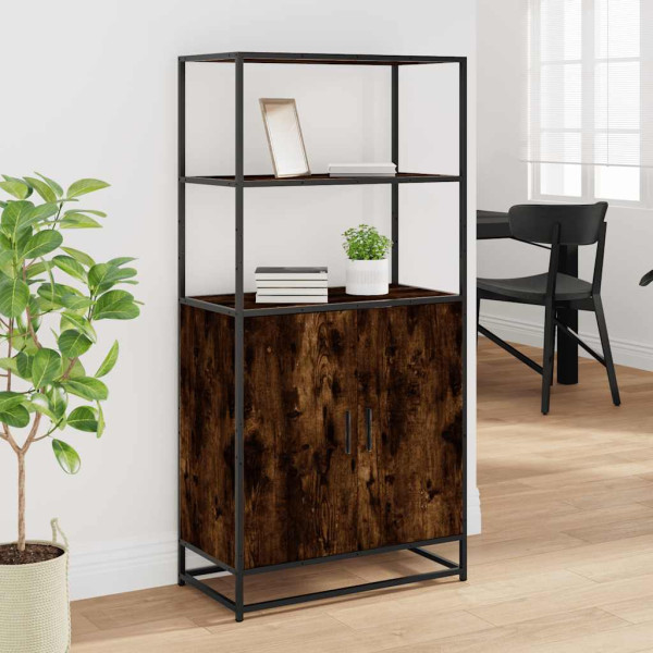 Armário alto 68x35x139 cm madeira e metal carvalho fumado M 3