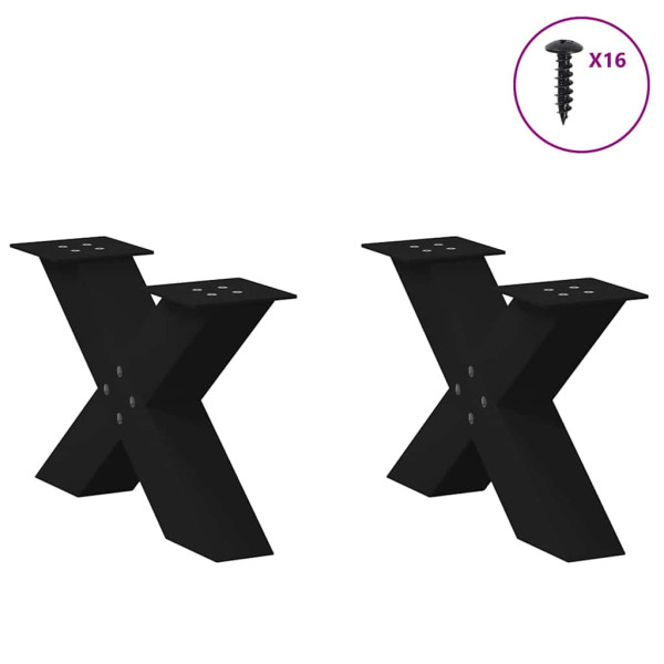 Pés para mesa de centro em formato de X. 2 peças. preto. 60x(30-31) cm. aço M 3