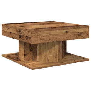 Mesa de centro madera de ingeniería envejecida 55x55x30 cm H