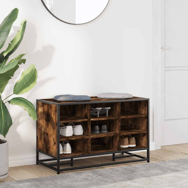 Banco zapatero madera de ingeniería roble ahumado 84x40x53.5 cm M 3