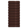 Toalhas de convidados 10 uds 100% algodão marrom 70x140cm 360gsm 1