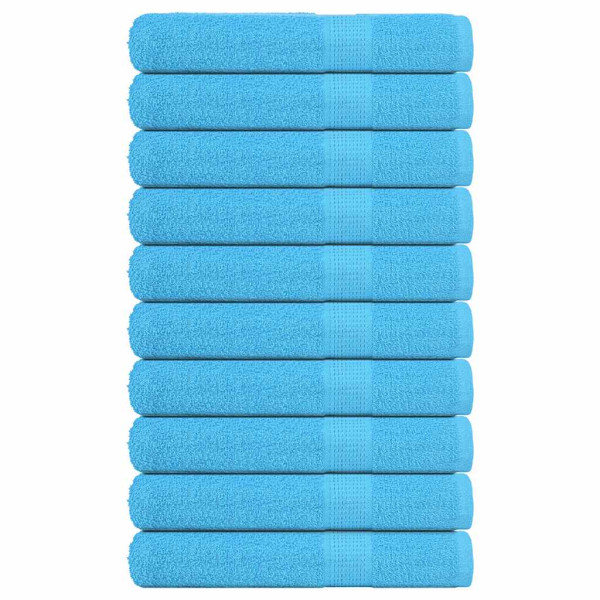 Toallas 10 uds 100% algodón turquesa 100x200 cm 360 gsm D