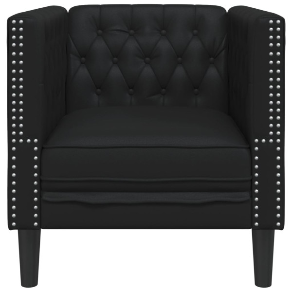 Sillón Chesterfield de cuero artificial negro M 4