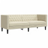 Sofá Chesterfield de 3 plazas cuero artificial blanco crema 2