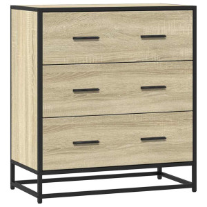 Aparador madera ingeniería y metal roble Sonoma 68x35x76 cm H