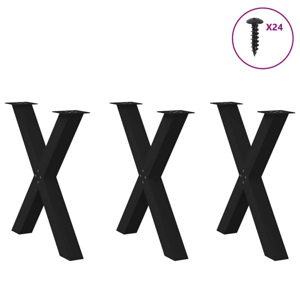 Pés para mesa de jantar em formato de X. 3 peças. preto. 70x(72-73) cm. aço M 3