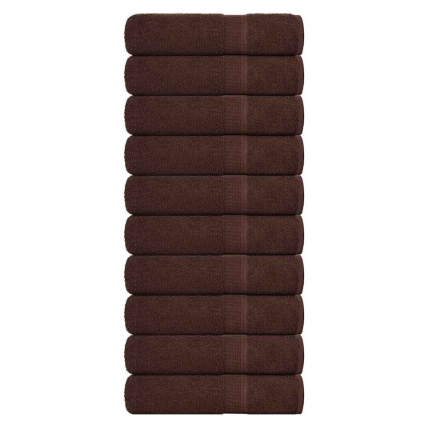Toallas de mano 10 uds 100% algodón marrón 50x100 cm 360 gsm D