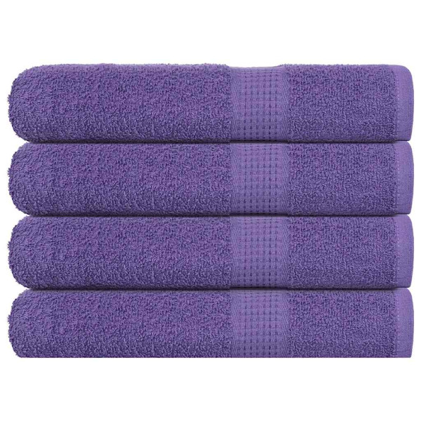 Toallas 4 uds 100% algodón morado 100x200 cm 600 gsm D