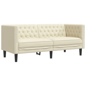 Sofá Chesterfield de 2 plazas cuero artificial blanco crema H