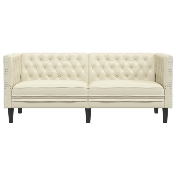 Sofá chesterfield 2 lugares couro artificial creme M 4