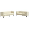 2 pcs conjunto de sofás chesterfield couro artificial creme 2