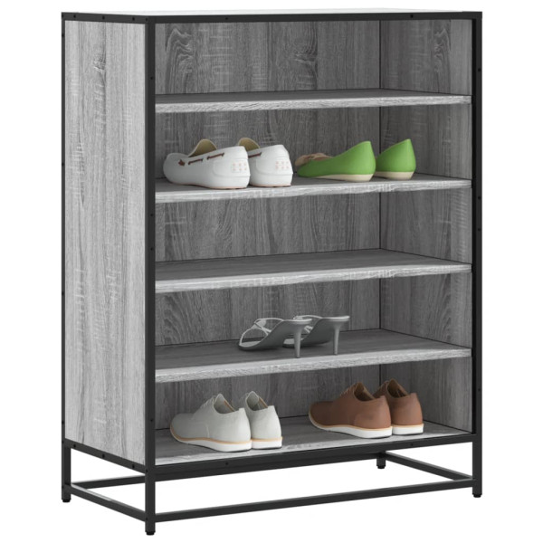 Zapatero madera de ingeniería y metal gris Sonoma 75x38x97.5 cm D