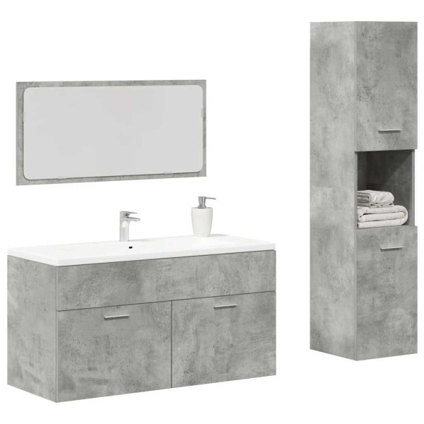 Set muebles de baño 2 piezas madera contrachapada gris hormigón D