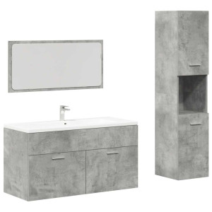 Set muebles de baño 2 piezas madera contrachapada gris hormigón H