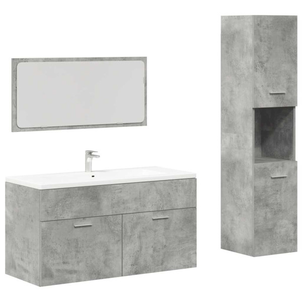 Set muebles de baño 2 piezas madera contrachapada gris hormigón M 2