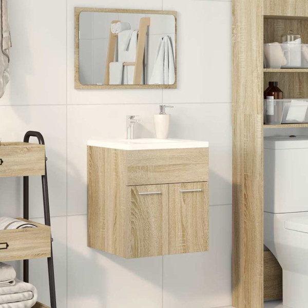 Mueble de lavabo de baño madera roble Sonoma 41x38.5x46 cm M 3