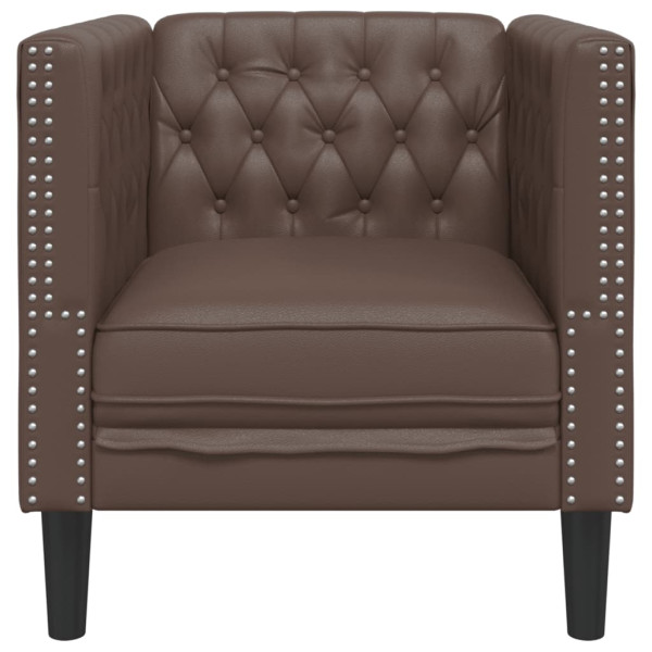 Sillón Chesterfield de cuero artificial marrón M 4