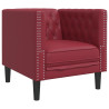 Sillón Chesterfield de cuero artificial rojo tinto 2