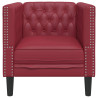 Sillón Chesterfield de cuero artificial rojo tinto 4