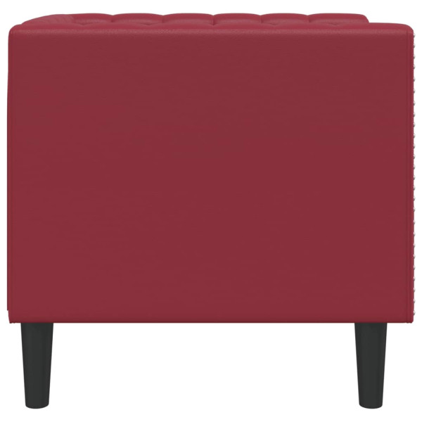 Sillón Chesterfield de cuero artificial rojo tinto M 5