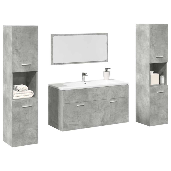 Juego muebles de baño 4 pzas madera contrachapada gris hormigón D
