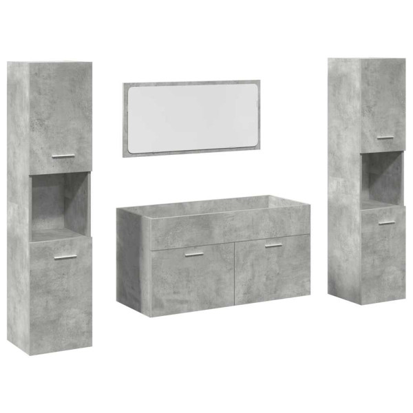 Juego muebles de baño 4 pzas madera contrachapada gris hormigón M 2