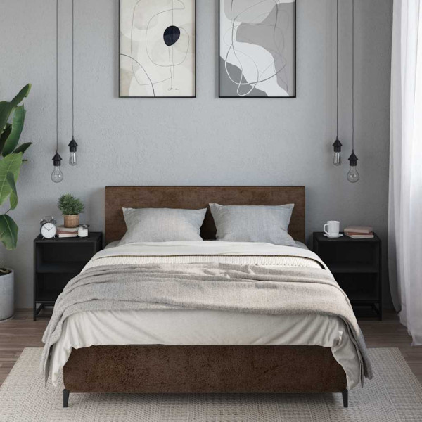 Mesas de cabeceira 2 unidades 40x31x50 cm madeira e metal preto M 3