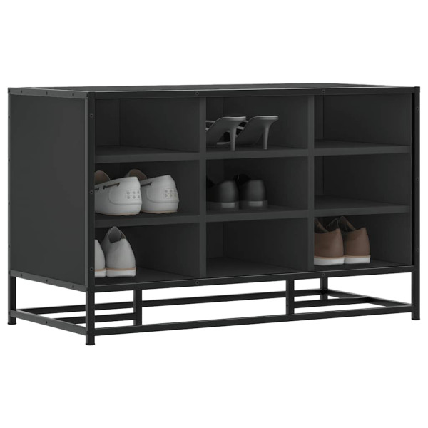Banco zapatero madera de ingeniería y metal negro 84x40x53.5 cm D