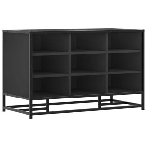 Banco zapatero madera de ingeniería y metal negro 84x40x53.5 cm H