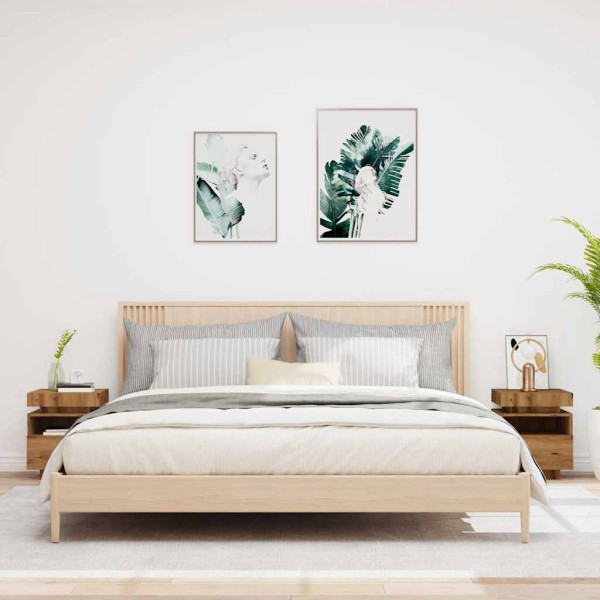 Mesitas de noche con luces LED 2 uds roble artisan 40x39x48.5cm M 4