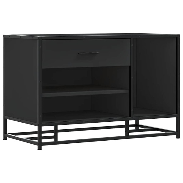 Banco zapatero madera de ingeniería y metal negro 80x40x53.5 cm M 2
