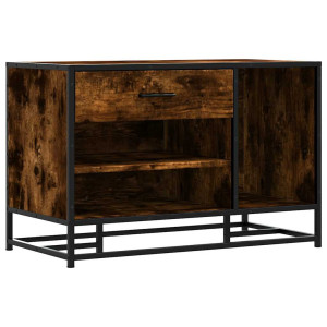 Banco zapatero madera de ingeniería roble ahumado 80x40x53.5 cm H