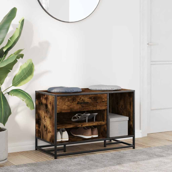 Banco zapatero madera de ingeniería roble ahumado 80x40x53.5 cm M 3