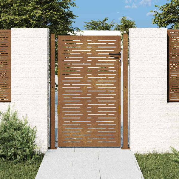 Puerta de jardín acero corten diseño cuadrado 105x155 cm D