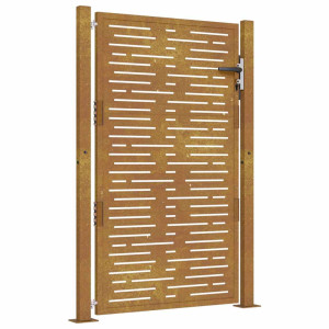 Portão de jardim 105x155 cm aço corten design quadrados H