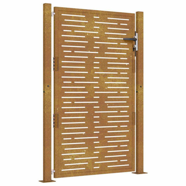 Portão de jardim 105x155 cm aço corten design quadrados M 2