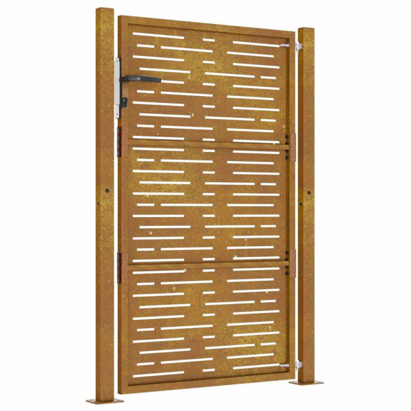 Portão de jardim 105x155 cm aço corten design quadrados M 5