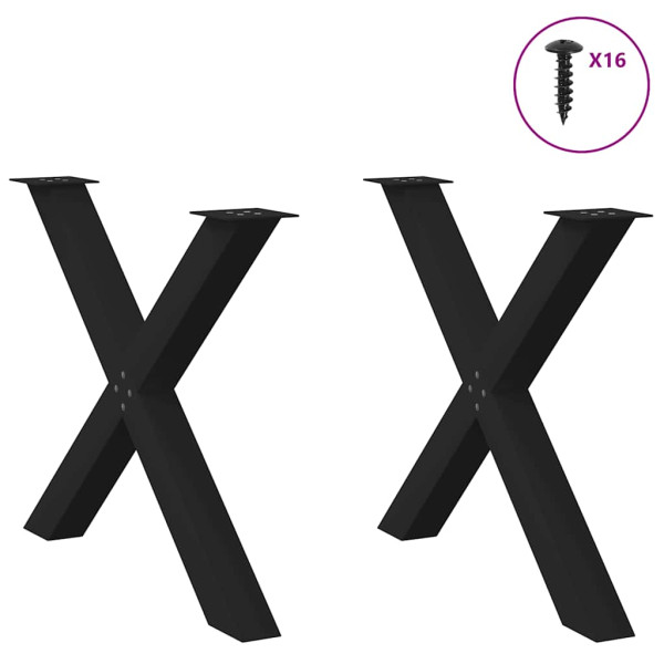 Patas para mesa de comedor en forma de X 2 uds acero negro M 3