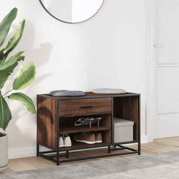 Banco zapatero madera de ingeniería marrón roble 80x40x53.5 cm M 3