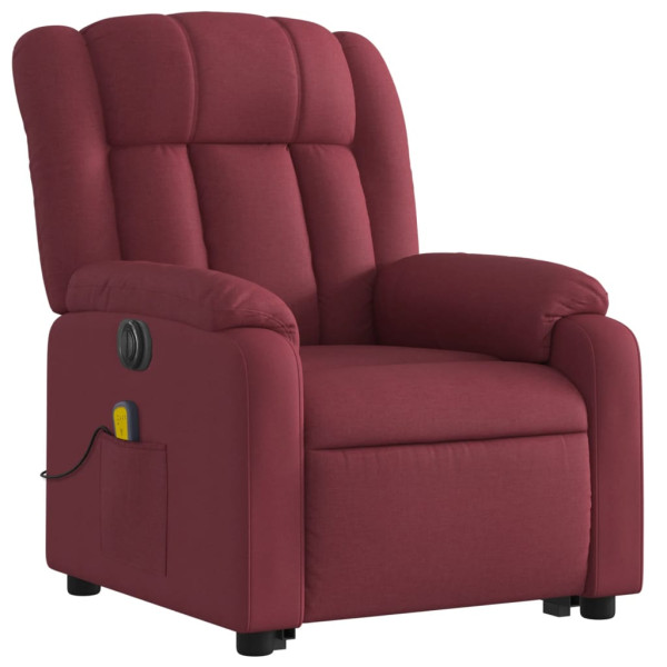 Sillón de masaje elevable eléctrico tela rojo tinto M 3