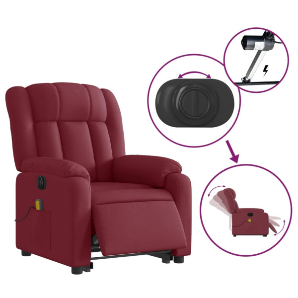 Sillón de masaje elevable eléctrico tela rojo tinto M 5