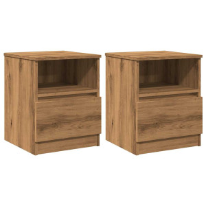 Mesa cabeceira 2pcs 40x40x50cm deriv.madeira carvalho artisiano H