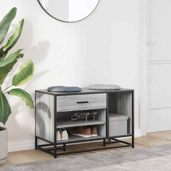 Banco zapatero madera de ingeniería gris sonoma 80x40x53.5 cm M 3