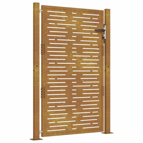Portão de jardim 105x130 cm aço corten design quadrados M 2