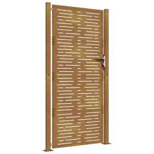 Portão de jardim 105x205 cm aço corten design quadrados H