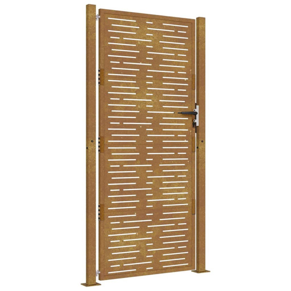 Portão de jardim 105x205 cm aço corten design quadrados M 2